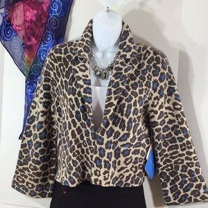 White + Warren leopard print cashmere cardigan M NWT